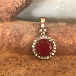 Turkish Rhinestone Red Ruby & White Topaz Pendant